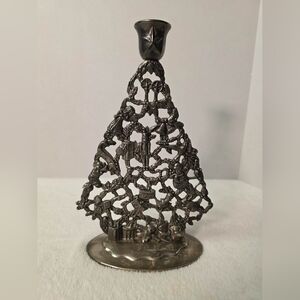 Vintage Godinger Silver Plated  Christmas Tree Shaped Candle Holder 10" x 6"